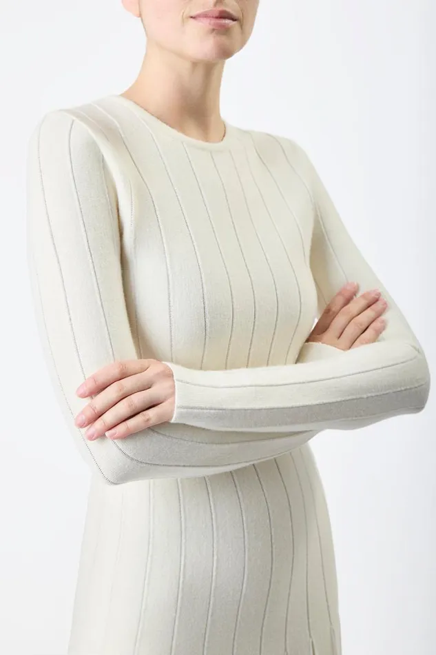 Gabriela Hearst Dresses Women Walsh Knit Pleated Dress In Ivory Wool