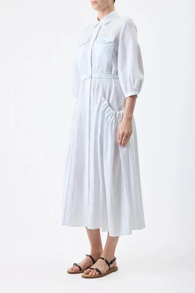 Gabriela Hearst Dresses Women Woodward Pleated Shirtdress In White Aloe Linen