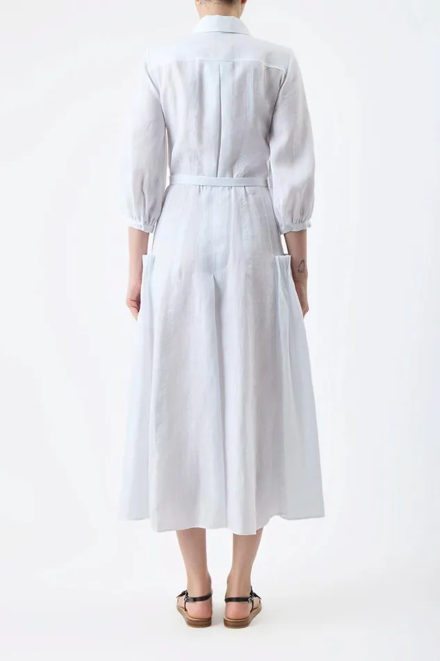 Gabriela Hearst Dresses Women Woodward Pleated Shirtdress In White Aloe Linen