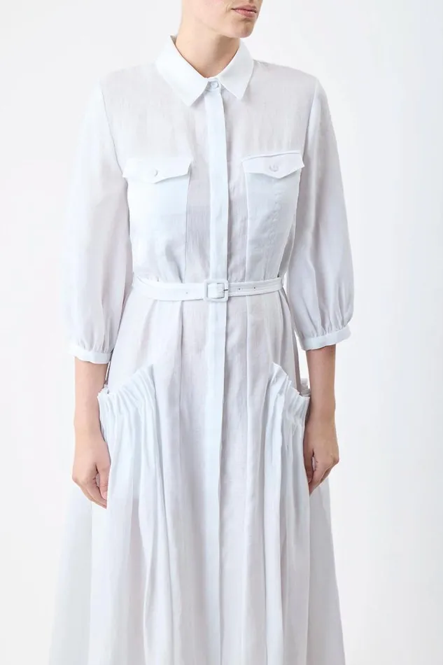 Gabriela Hearst Dresses Women Woodward Pleated Shirtdress In White Aloe Linen