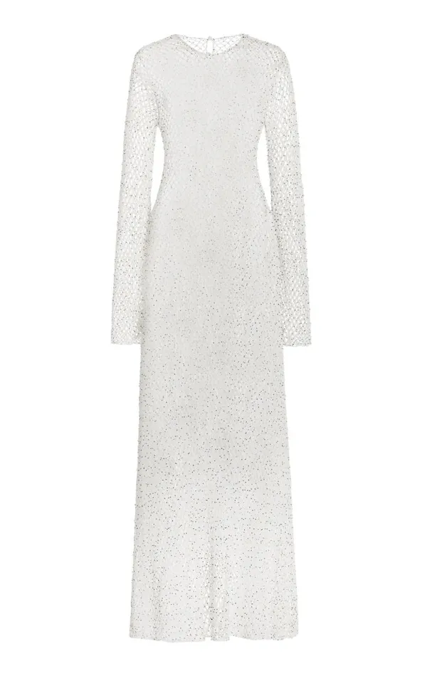 Gabriela Hearst Dresses Women Xavier Knit Dress In White Beaded Cashmere