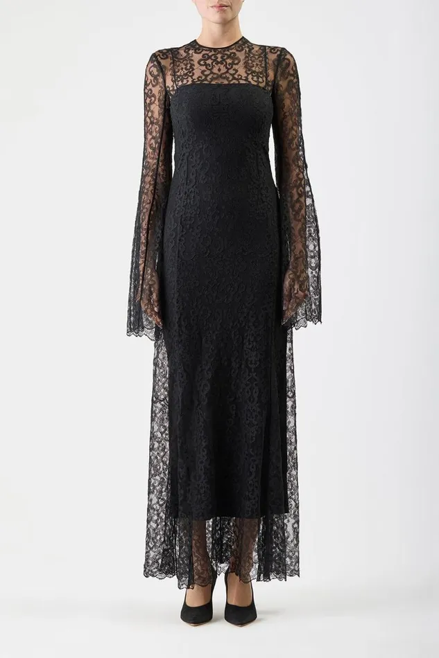 Gabriela Hearst Dresses Women Zimmer Dress With Slip In Black Silk Lace