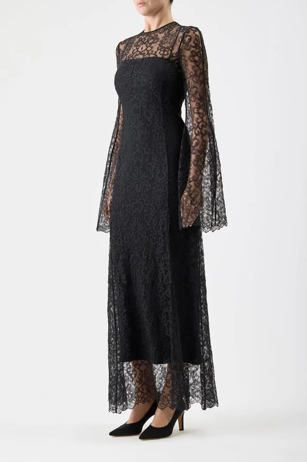 Gabriela Hearst Dresses Women Zimmer Dress With Slip In Black Silk Lace