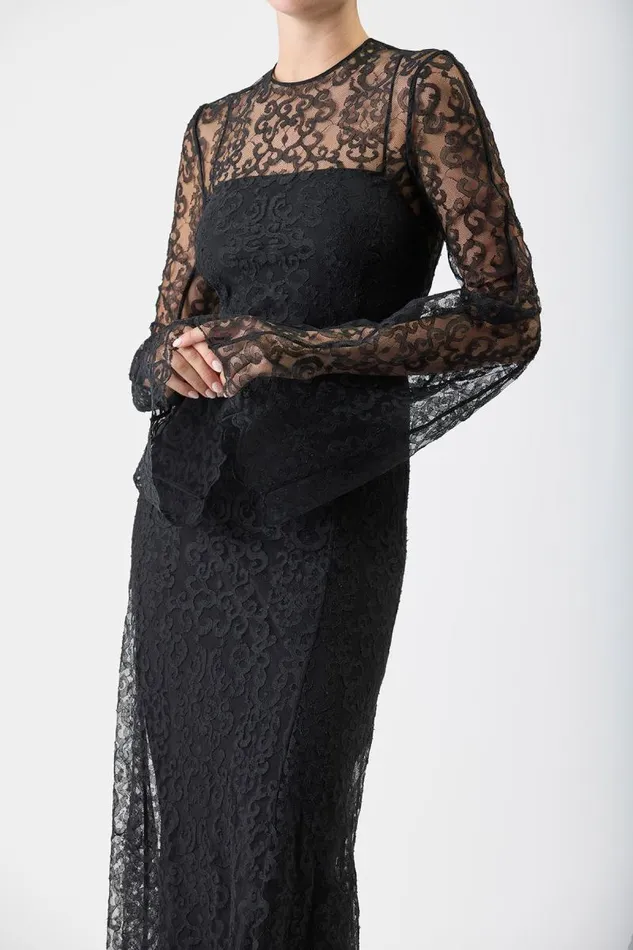 Gabriela Hearst Dresses Women Zimmer Dress With Slip In Black Silk Lace