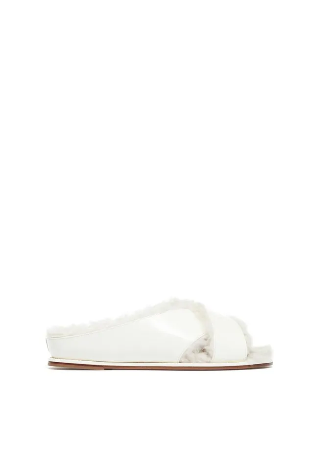 Gabriela Hearst Flats Women Ellington Flat Slide In Cream Wool Fur