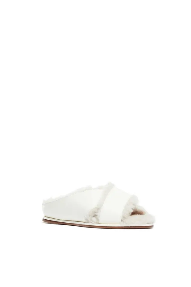 Gabriela Hearst Flats Women Ellington Flat Slide In Cream Wool Fur