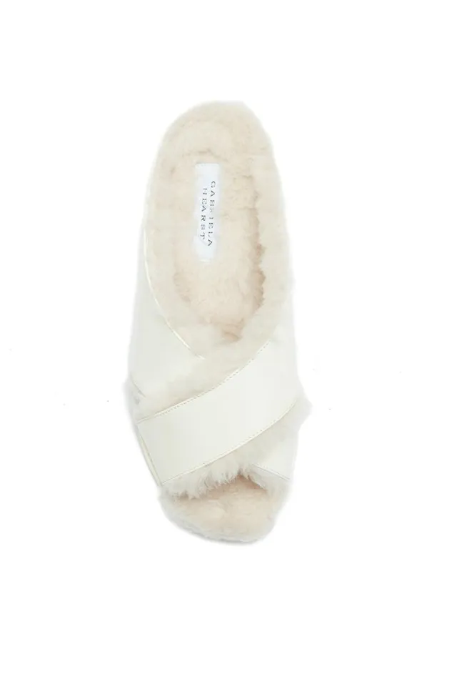 Gabriela Hearst Flats Women Ellington Flat Slide In Cream Wool Fur