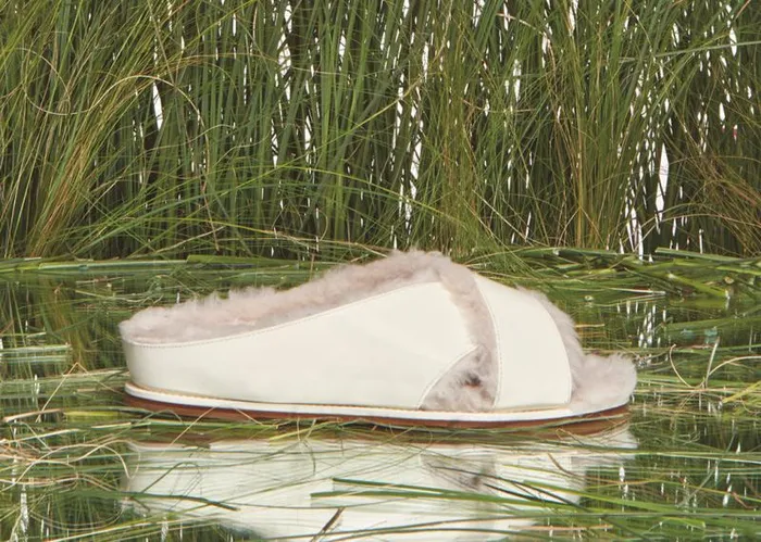 Gabriela Hearst Flats Women Ellington Flat Slide In Cream Wool Fur