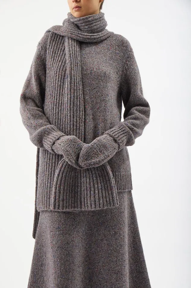 Gabriela Hearst Hats Women Lutz Knit Hat In Grey Speckle Cashmere