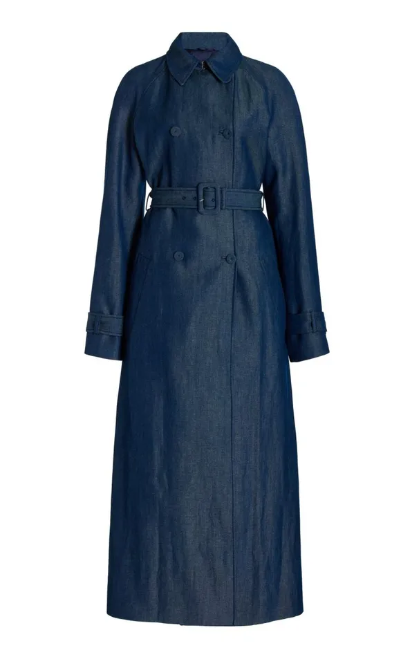 Gabriela Hearst Jackets and Coats Women Braden Trench Coat In Deep Fluorite Blue Virgin Wool Linen Twill