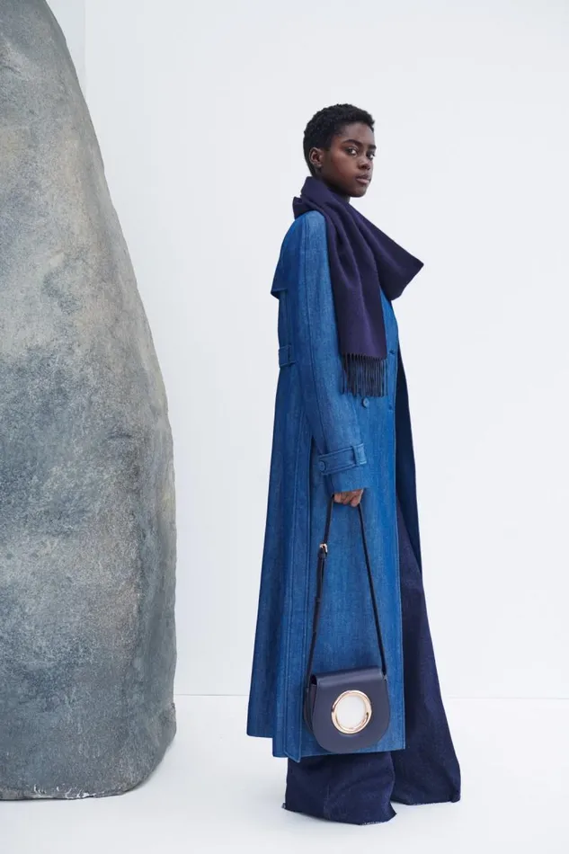 Gabriela Hearst Jackets and Coats Women Braden Trench Coat In Deep Fluorite Blue Virgin Wool Linen Twill