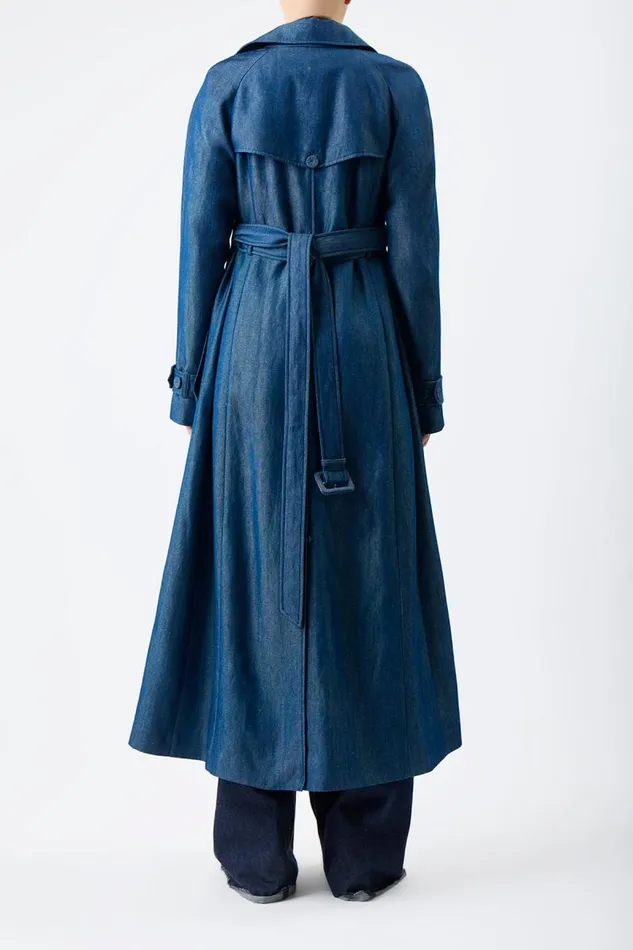 Gabriela Hearst Jackets and Coats Women Braden Trench Coat In Deep Fluorite Blue Virgin Wool Linen Twill