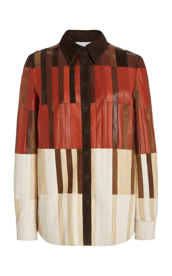 Gabriela Hearst Jackets and Coats Women Campos Patchwork Overshirt In Red Clay Nappa Leather Gabriela Hearst Jackets and Coats Women Campos Patchwork Overshirt In Red Clay Nappa Leather