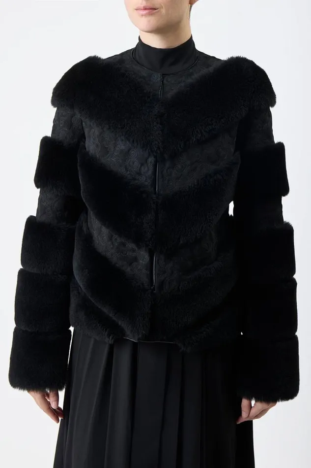 Gabriela Hearst Jackets and Coats Women Carys Embroidered Jacket In Black Suede With Shearling
