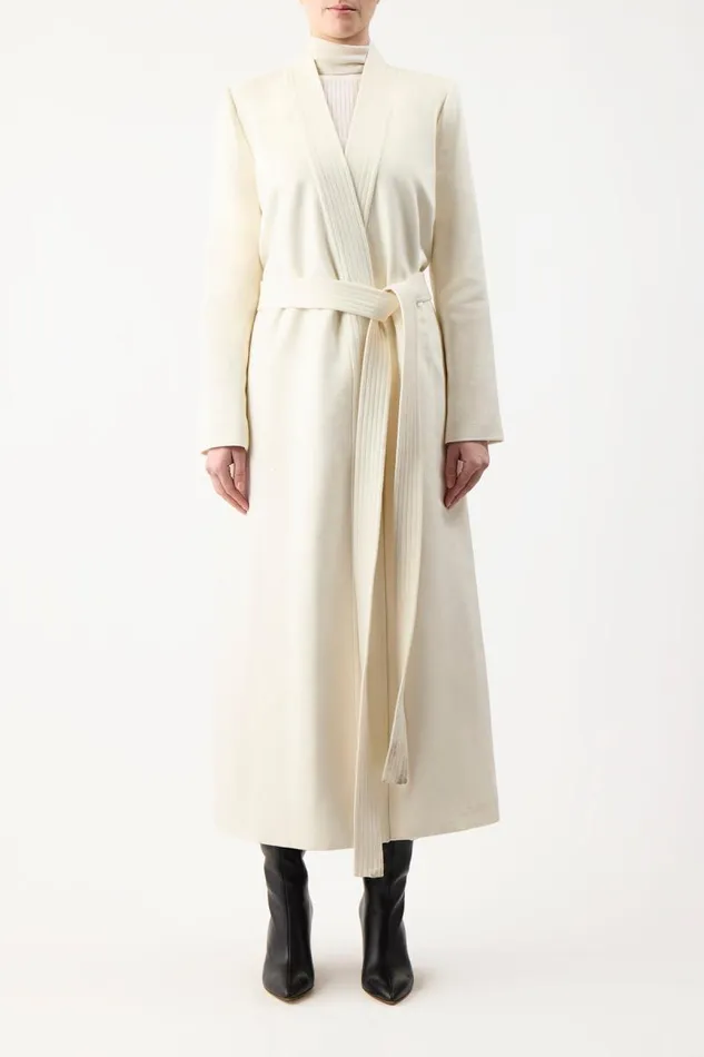 Gabriela Hearst Jackets and Coats Women Devon Wrap Coat In Ivory Winter Silk