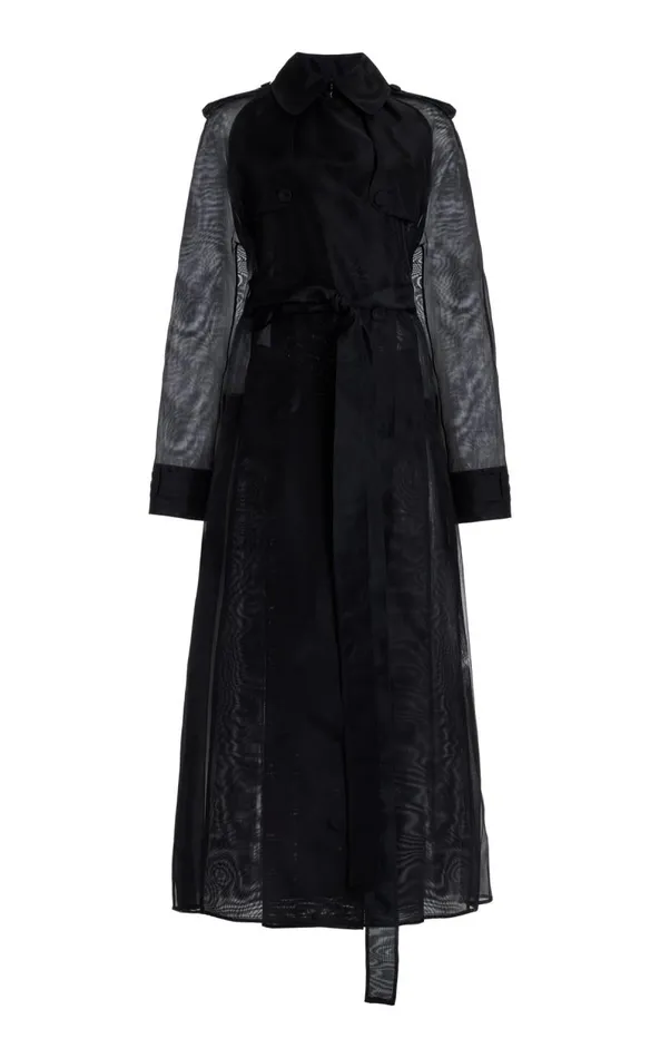 Gabriela Hearst Jackets and Coats Women Eithne Sheer Trench Coat In Black Silk Organza