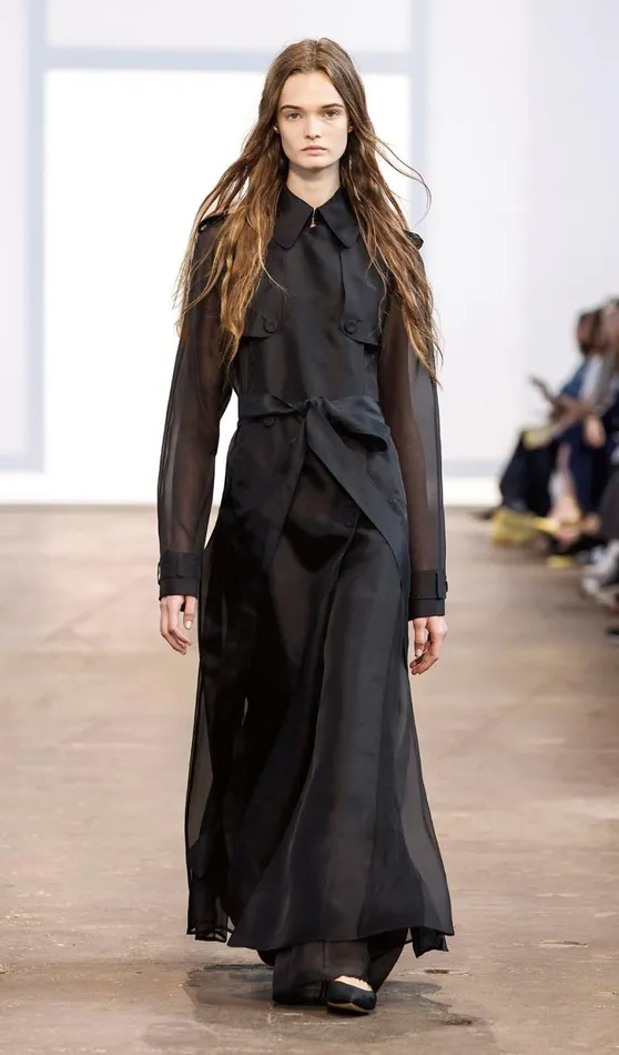 Gabriela Hearst Jackets and Coats Women Eithne Sheer Trench Coat In Black Silk Organza