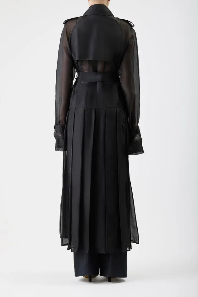 Gabriela Hearst Jackets and Coats Women Eithne Sheer Trench Coat In Black Silk Organza