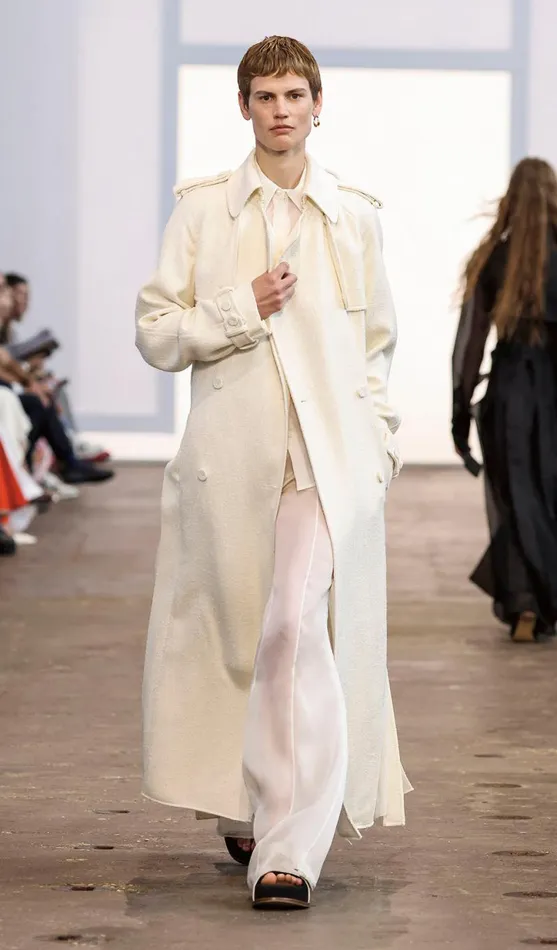 Gabriela Hearst Jackets and Coats Women Eithne Trench Coat In Ivory Silk Virgin Wool Slub