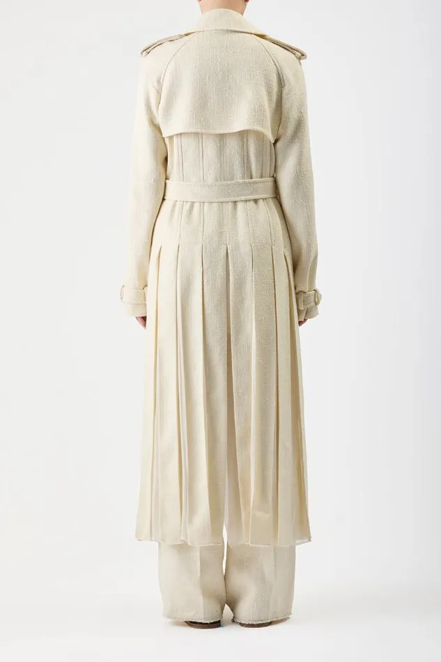 Gabriela Hearst Jackets and Coats Women Eithne Trench Coat In Ivory Silk Virgin Wool Slub