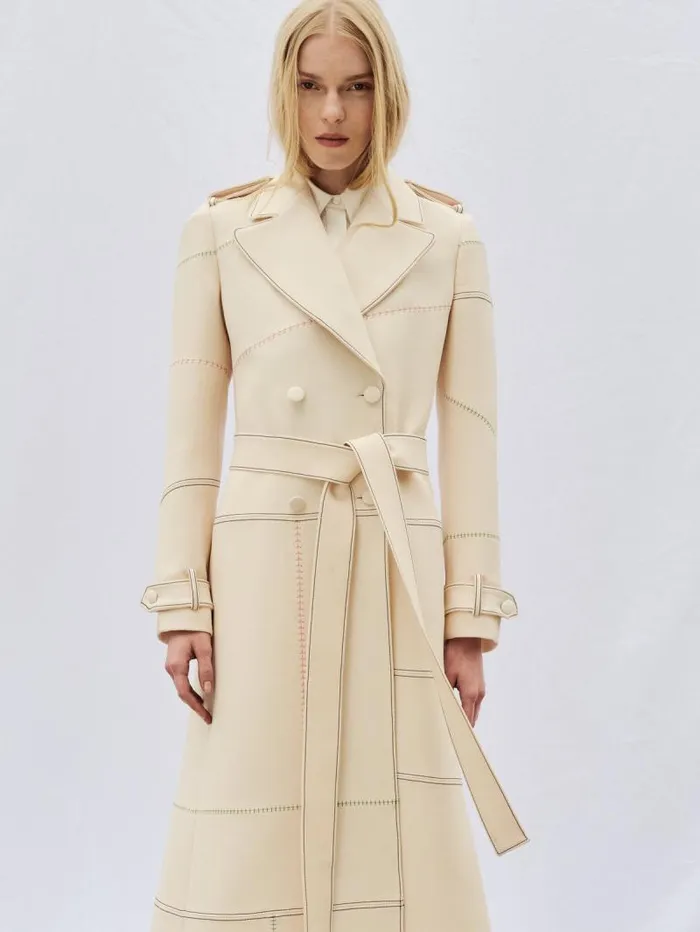 Gabriela Hearst Jackets and Coats Women Hamilton Trench Coat In Ivory Wool Silk Cady