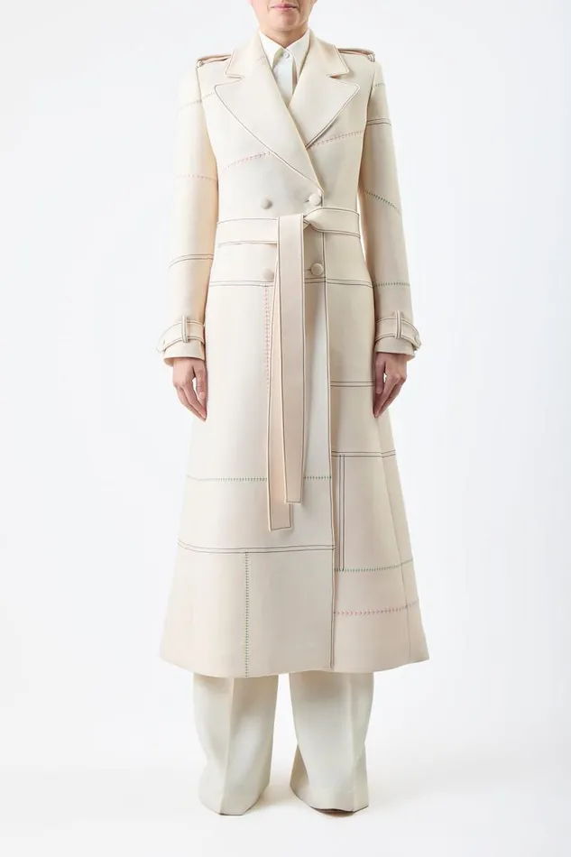 Gabriela Hearst Jackets and Coats Women Hamilton Trench Coat In Ivory Wool Silk Cady