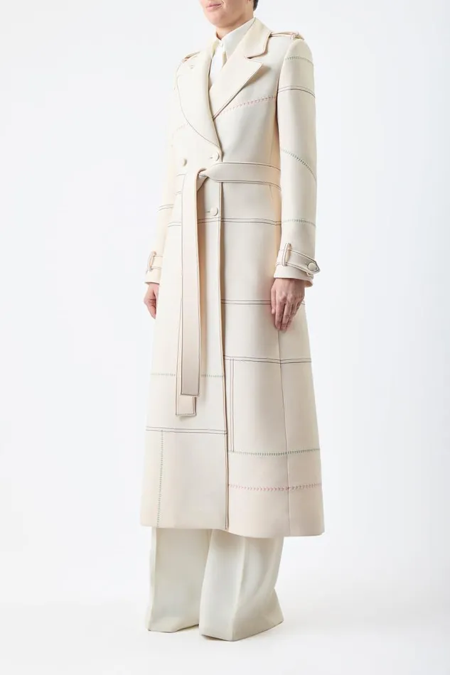 Gabriela Hearst Jackets and Coats Women Hamilton Trench Coat In Ivory Wool Silk Cady