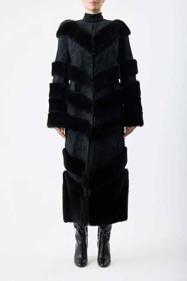 Gabriela Hearst Jackets and Coats Women Hugh Embroidered Coat In Black Suede With Shearling