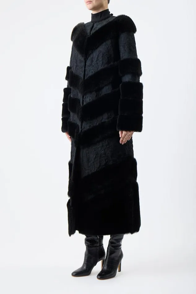 Gabriela Hearst Jackets and Coats Women Hugh Embroidered Coat In Black Suede With Shearling