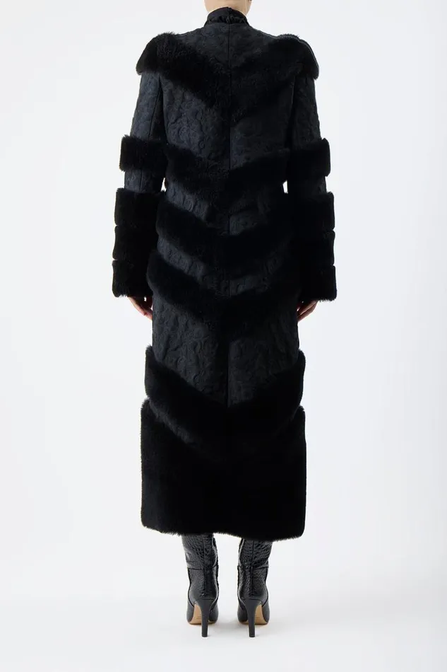 Gabriela Hearst Jackets and Coats Women Hugh Embroidered Coat In Black Suede With Shearling