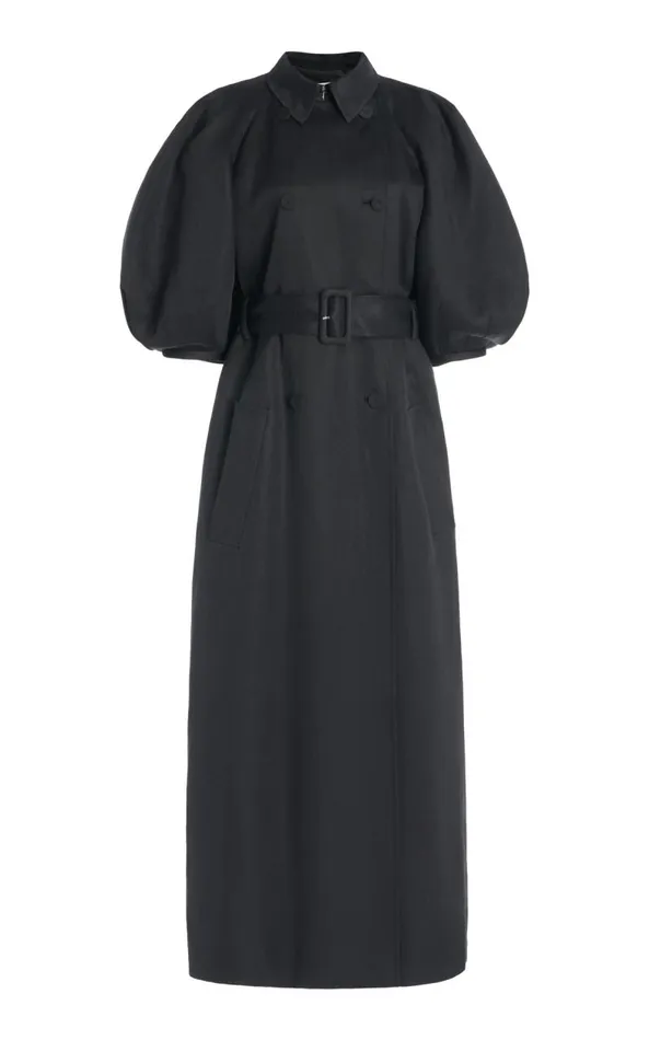 Gabriela Hearst Jackets and Coats Women Iona Trench Coat In Black Textured Linen Gabriela Hearst Jackets and Coats Women Iona Trench Coat In Black Textured Linen