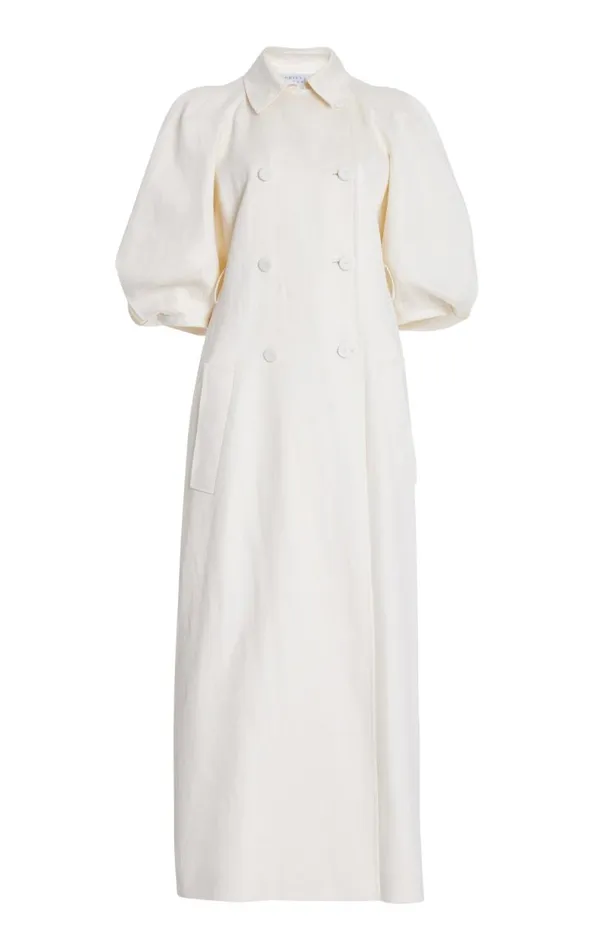 Gabriela Hearst Jackets and Coats Women Iona Trench Coat In Ivory Textured Linen Gabriela Hearst Jackets and Coats Women Iona Trench Coat In Ivory Textured Linen