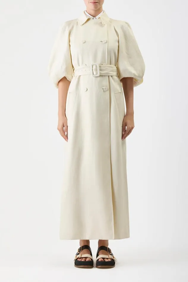 Gabriela Hearst Jackets and Coats Women Iona Trench Coat In Ivory Textured Linen