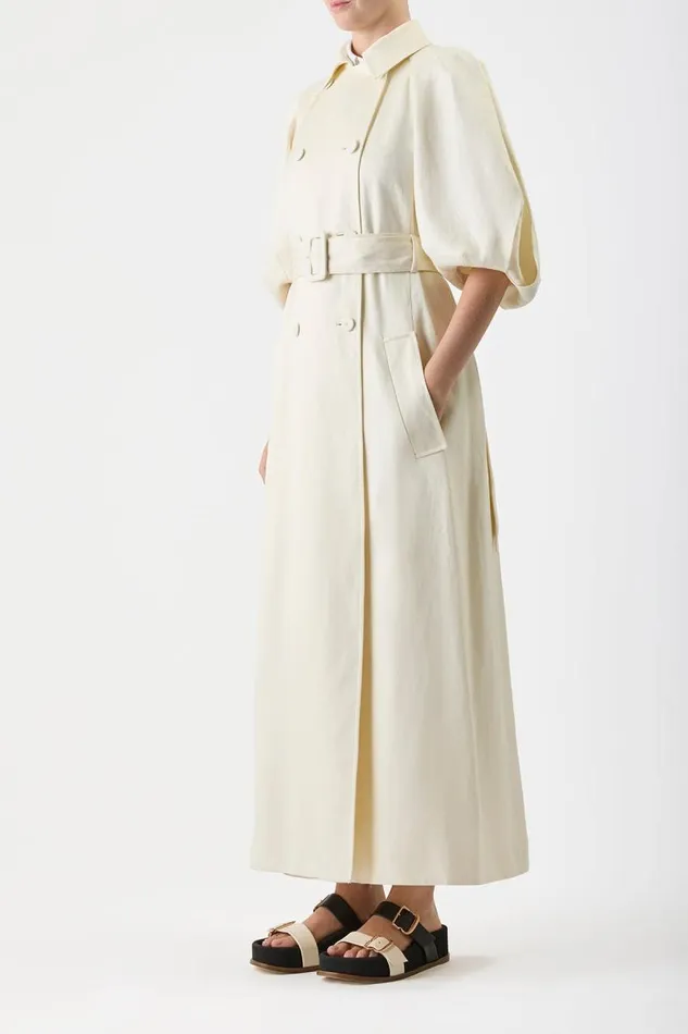 Gabriela Hearst Jackets and Coats Women Iona Trench Coat In Ivory Textured Linen