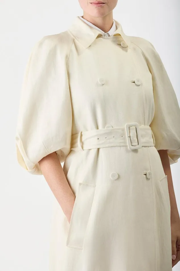 Gabriela Hearst Jackets and Coats Women Iona Trench Coat In Ivory Textured Linen