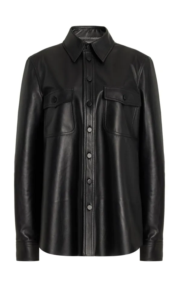 Gabriela Hearst Jackets and Coats Women John Austin Overshirt In Black Nappa Leather Gabriela Hearst Jackets and Coats Women John Austin Overshirt In Black Nappa Leather