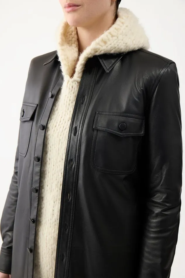 Gabriela Hearst Jackets and Coats Women John Austin Overshirt In Black Nappa Leather