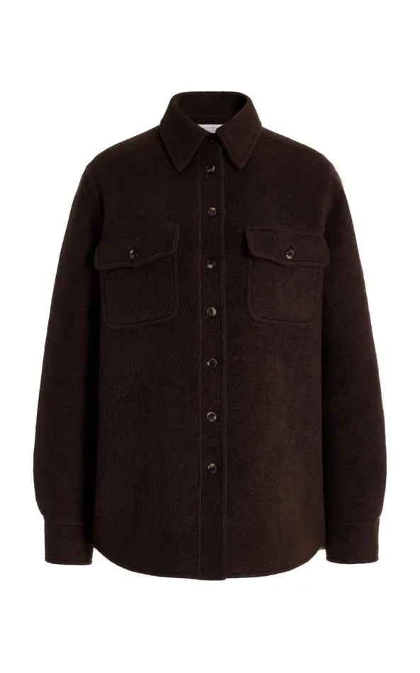 Gabriela Hearst Jackets and Coats Women John Austin Overshirt In Chocolate DoubleFace Recycled Cashmere Felt Gabriela Hearst Jackets and Coats Women John Austin Overshirt In Chocolate DoubleFace Recycled Cashmere Felt