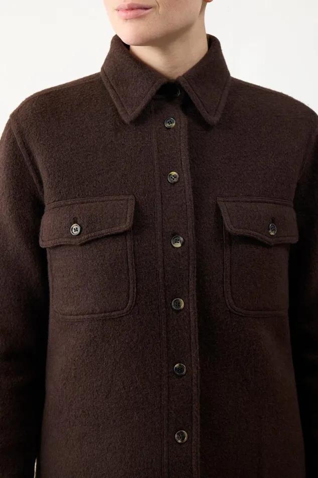 Gabriela Hearst Jackets and Coats Women John Austin Overshirt In Chocolate DoubleFace Recycled Cashmere Felt
