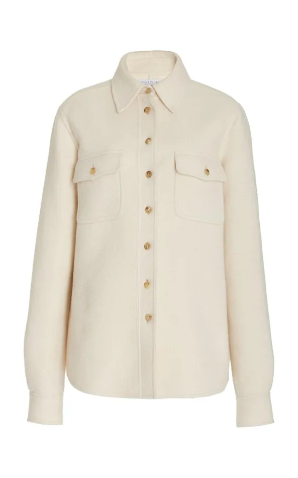 Gabriela Hearst Jackets and Coats Women John Austin Overshirt In Ivory DoubleFace Recycled Cashmere Felt Gabriela Hearst Jackets and Coats Women John Austin Overshirt In Ivory DoubleFace Recycled Cashmere Felt