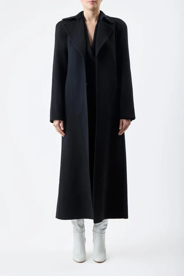 Gabriela Hearst Jackets and Coats Women Lachlan Trench Coat In Black DoubleFace Recycled Cashmere