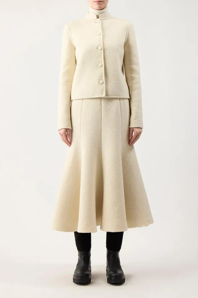 Gabriela Hearst Jackets and Coats Women Larrington Jacket In Ivory DoubleFace Recycled Cashmere Felt