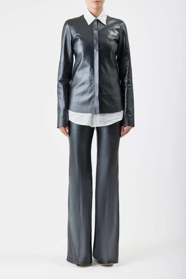 Gabriela Hearst Jackets and Coats Women Thales Jacket In Black Metallic Nappa Leather