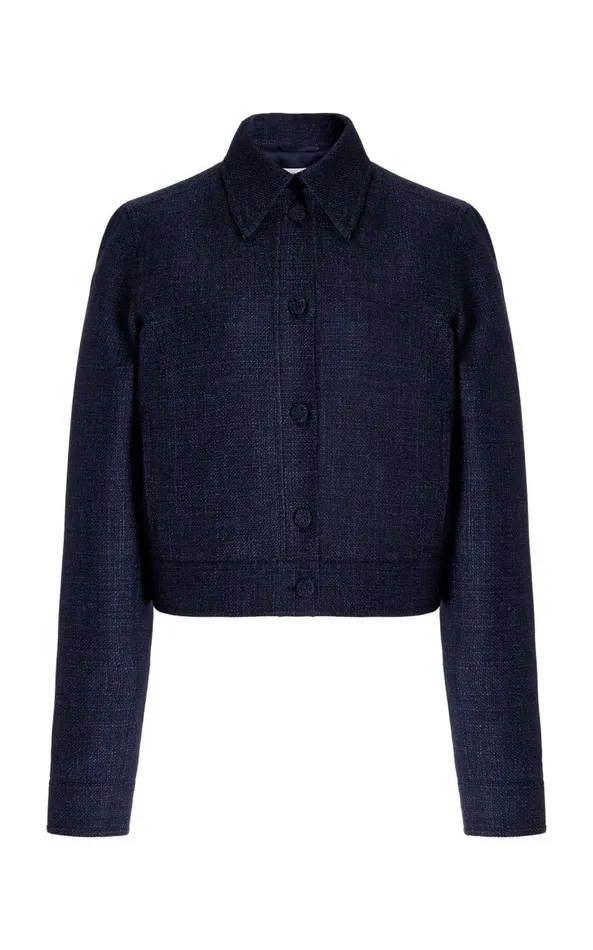 Gabriela Hearst Jackets and Coats Women Thereza Jacket In Dark Navy Virgin Wool Silk Tweed Gabriela Hearst Jackets and Coats Women Thereza Jacket In Dark Navy Virgin Wool Silk Tweed
