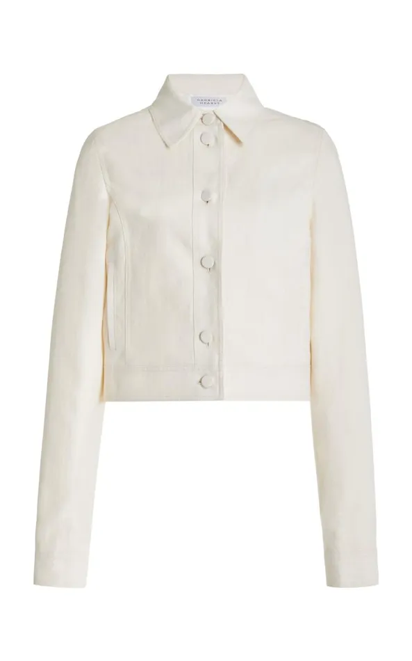 Gabriela Hearst Jackets and Coats Women Thereza Jacket In Ivory Linen Virgin Wool Gabriela Hearst Jackets and Coats Women Thereza Jacket In Ivory Linen Virgin Wool