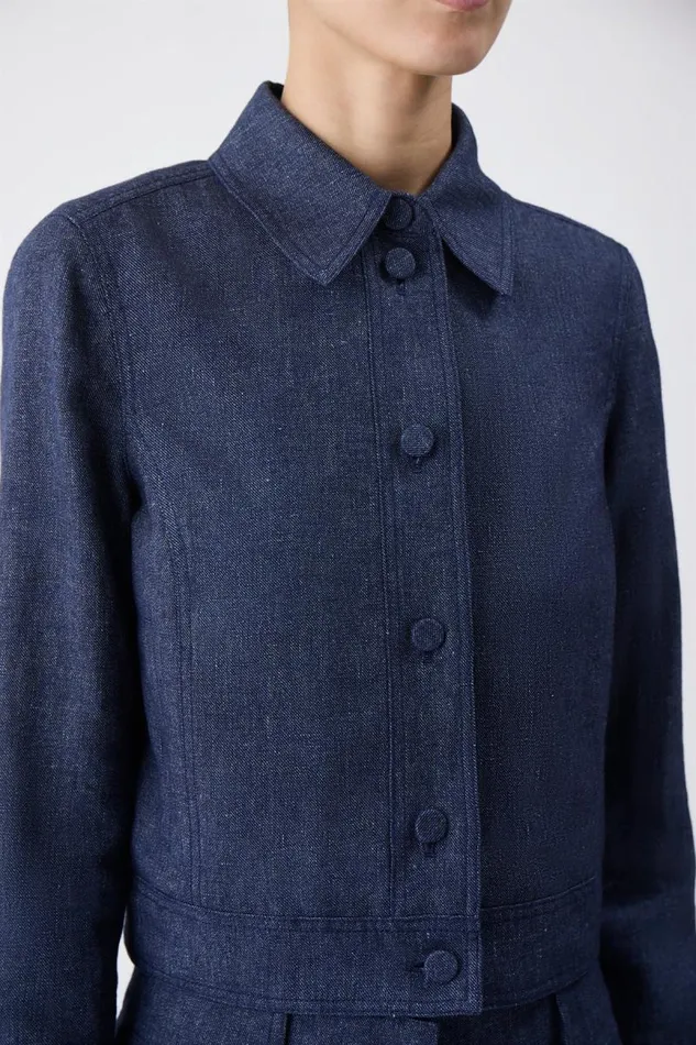 Gabriela Hearst Jackets and Coats Women Thereza Jacket In Navy Linen Virgin Wool
