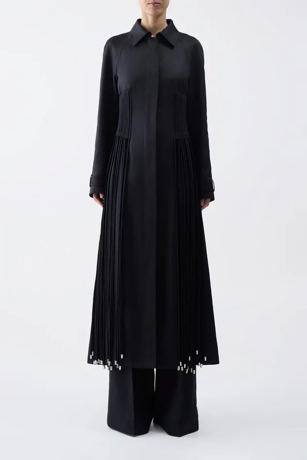 Gabriela Hearst Jackets and Coats Women Torres Fringe Coat In Black Textured Linen