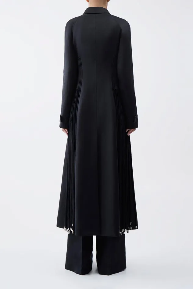 Gabriela Hearst Jackets and Coats Women Torres Fringe Coat In Black Textured Linen