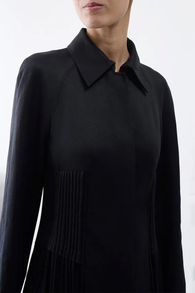 Gabriela Hearst Jackets and Coats Women Torres Fringe Coat In Black Textured Linen