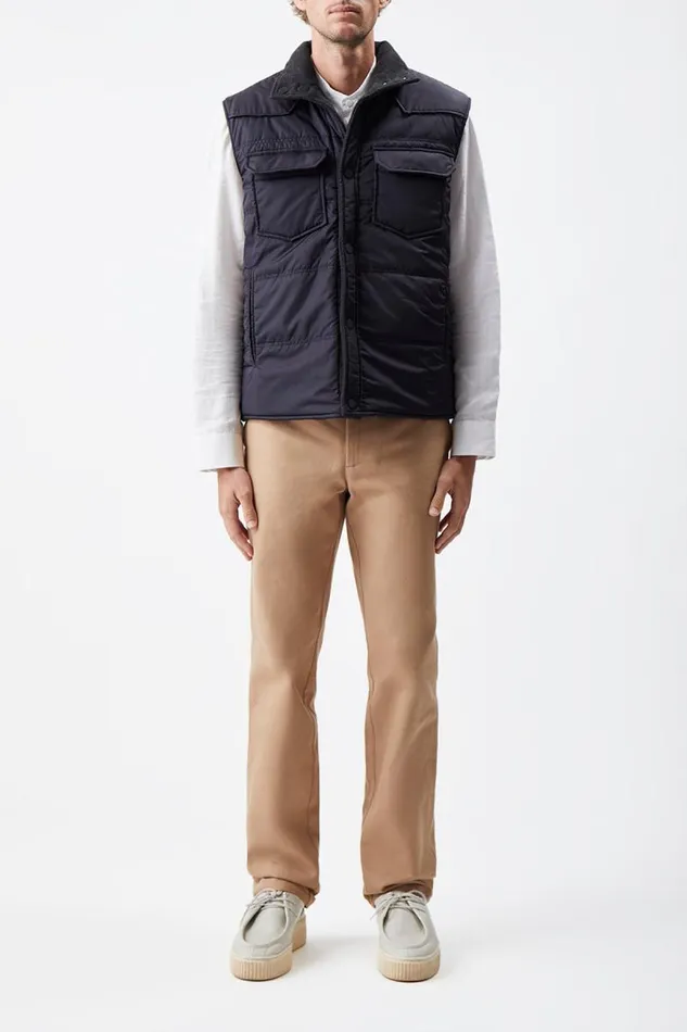 Gabriela Hearst Jackets and Outerwear Men Clay Reversible Puffer Vest In Charcoal Cashmere And Nylon